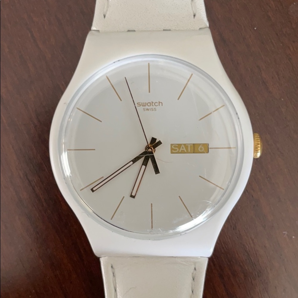White Swatch Swiss Watch